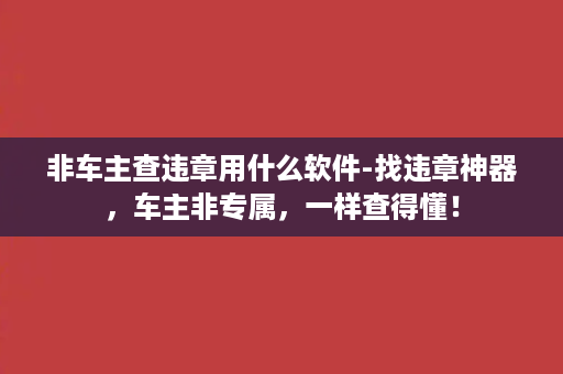 非车主查违章用什么软件-找违章神器，车主非专属，一样查得懂！