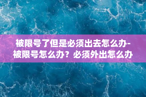 被限号了但是必须出去怎么办-被限号怎么办？必须外出怎么办？限号应对策略详解