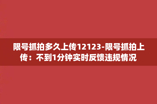 限号抓拍多久上传12123-限号抓拍上传：不到1分钟实时反馈违规情况