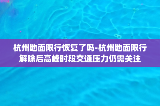 杭州地面限行恢复了吗-杭州地面限行解除后高峰时段交通压力仍需关注