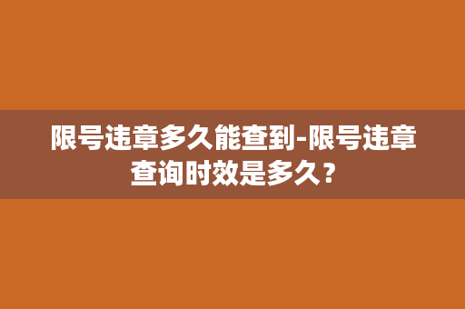 限号违章多久能查到-限号违章查询时效是多久？