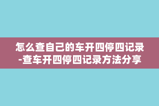 怎么查自己的车开四停四记录-查车开四停四记录方法分享，轻松操作无负担！