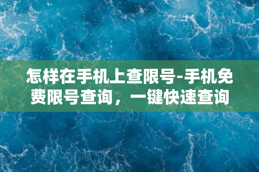 怎样在手机上查限号-手机免费限号查询，一键快速查询您所在城市限行情况！