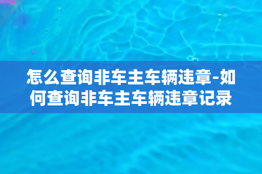 怎么查询非车主车辆违章-如何查询非车主车辆违章记录