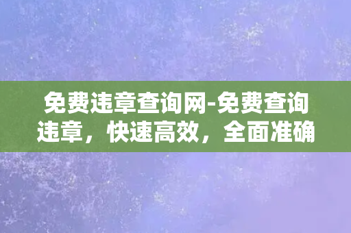 免费违章查询网-免费查询违章，快速高效，全面准确，实时更新！