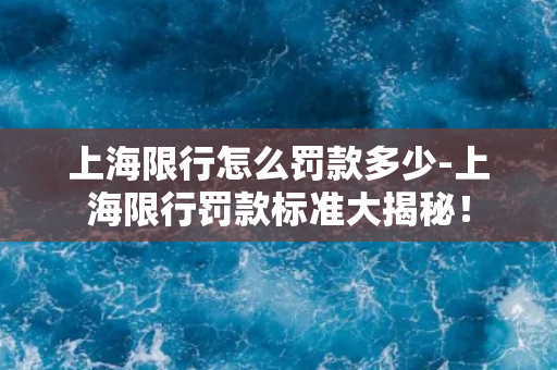 上海限行怎么罚款多少-上海限行罚款标准大揭秘！