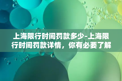 上海限行时间罚款多少-上海限行时间罚款详情，你有必要了解！