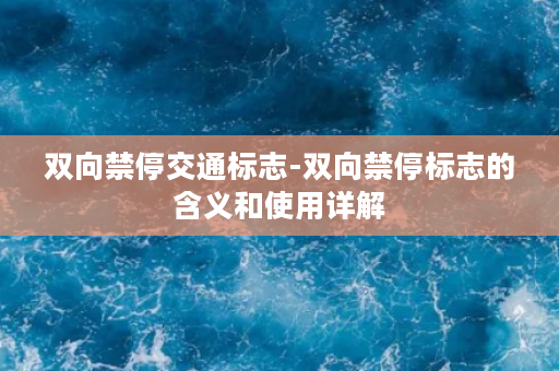 双向禁停交通标志-双向禁停标志的含义和使用详解