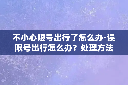 不小心限号出行了怎么办-误限号出行怎么办？处理方法分享！