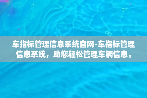 车指标管理信息系统官网-车指标管理信息系统，助您轻松管理车辆信息。