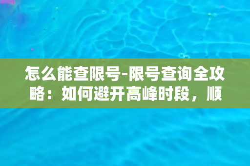 怎么能查限号-限号查询全攻略：如何避开高峰时段，顺畅出行？