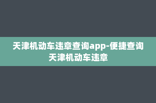 天津机动车违章查询app-便捷查询天津机动车违章