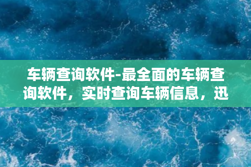 车辆查询软件-最全面的车辆查询软件，实时查询车辆信息，迅速解决你的疑惑