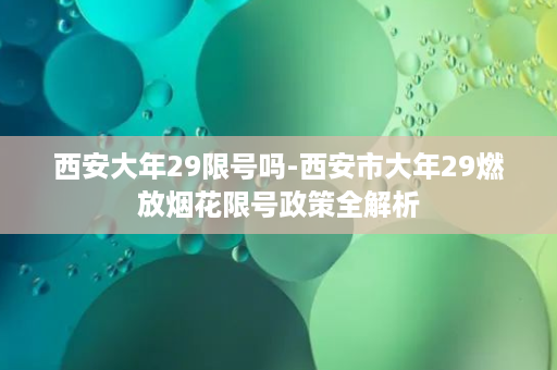 西安大年29限号吗-西安市大年29燃放烟花限号政策全解析