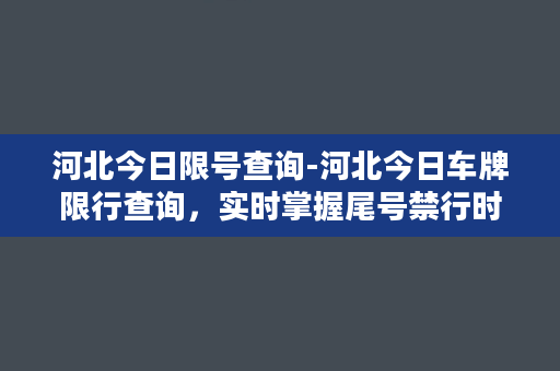 河北今日限号查询-河北今日车牌限行查询，实时掌握尾号禁行时间！