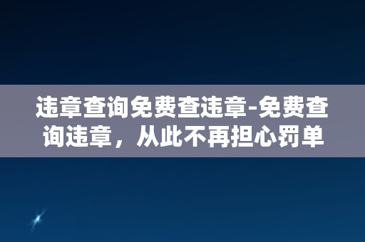 违章查询免费查违章-免费查询违章，从此不再担心罚单