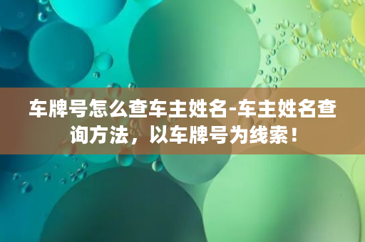 车牌号怎么查车主姓名-车主姓名查询方法，以车牌号为线索！