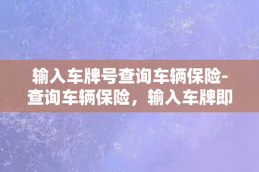 输入车牌号查询车辆保险-查询车辆保险，输入车牌即可。