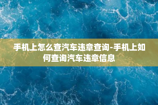 手机上怎么查汽车违章查询-手机上如何查询汽车违章信息