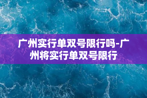 广州实行单双号限行吗-广州将实行单双号限行