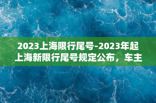 2023上海限行尾号-2023年起上海新限行尾号规定公布，车主需注意！