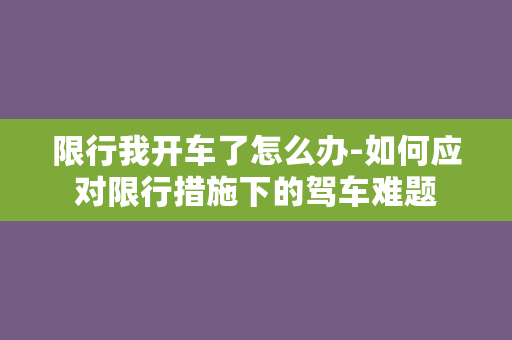 限行我开车了怎么办-如何应对限行措施下的驾车难题