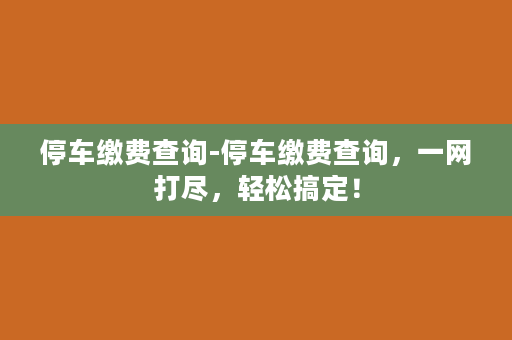 停车缴费查询-停车缴费查询，一网打尽，轻松搞定！