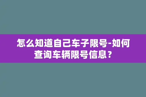 怎么知道自己车子限号-如何查询车辆限号信息？