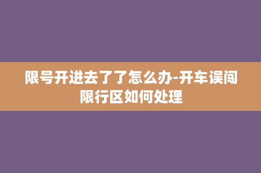 限号开进去了了怎么办-开车误闯限行区如何处理