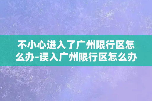 不小心进入了广州限行区怎么办-误入广州限行区怎么办