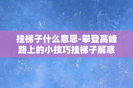 挂梯子什么意思-攀登高峰路上的小技巧挂梯子解惑